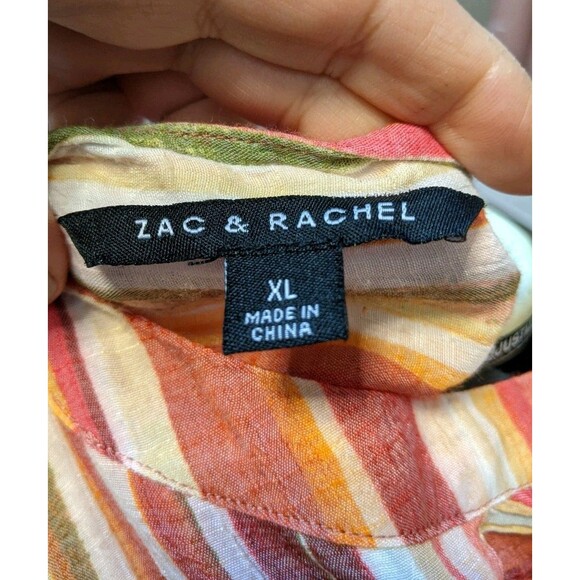 Zac & Rachel Button Down Striped Tunic Blouse XL Lightweight Office Modest Work - Picture 8 of 12